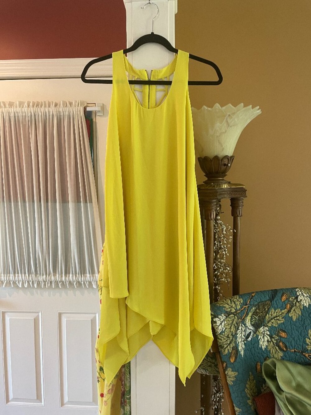 Lime Yellow Asymmetrical Racerback Dress